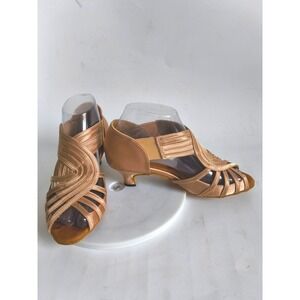 New TT Dancewear Dance Shoes 7 Suede Sole Kitten Heels Strappy Latin Salsa